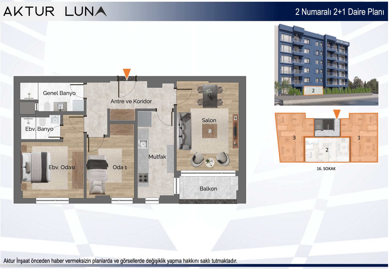 Aktur Luna #2 (2+1) kat planı