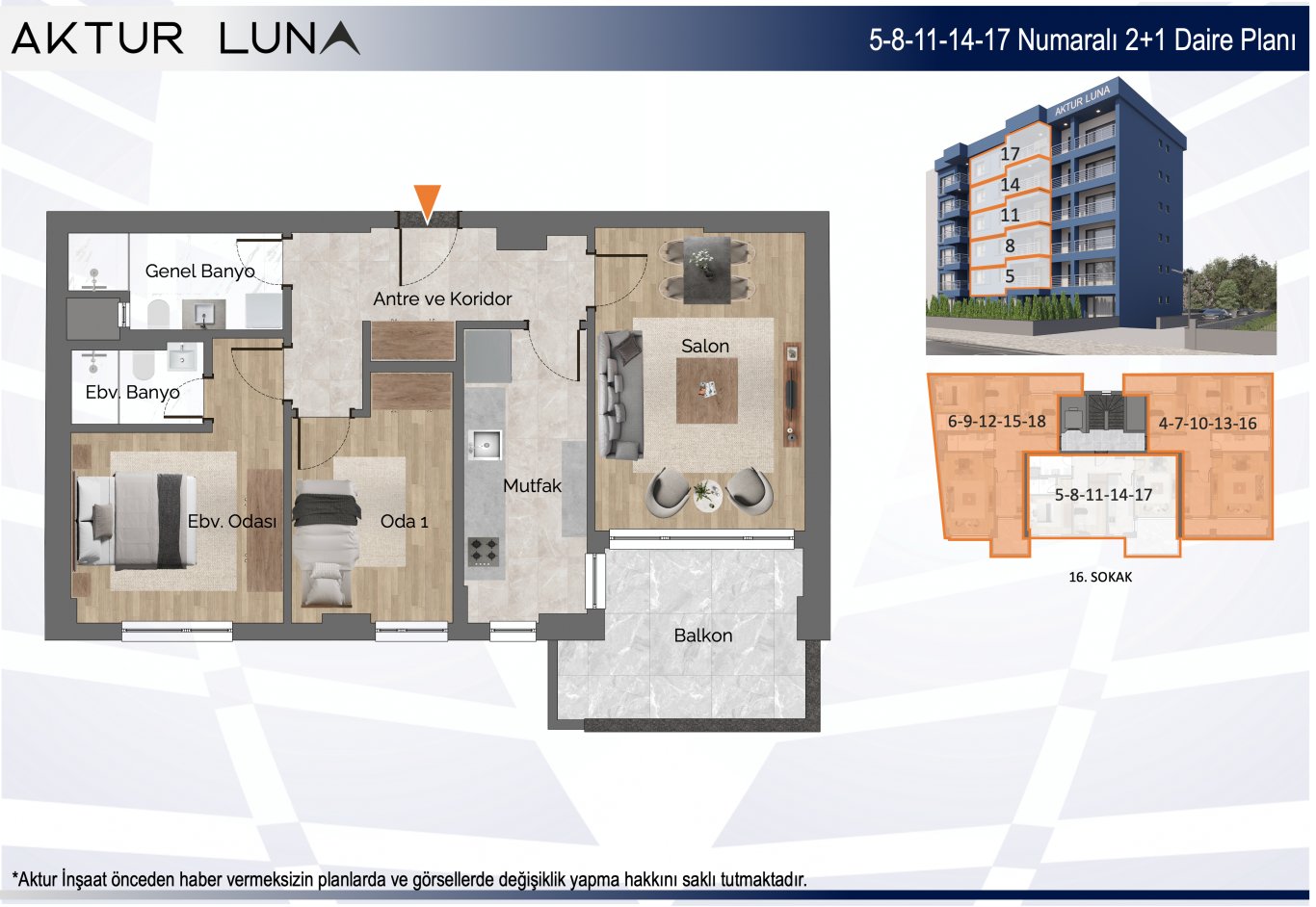 Aktur Luna #5 (2+1) kat planı